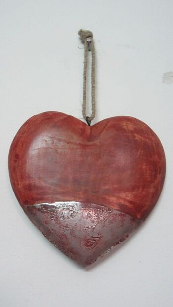 Raccord coeur en bois rouge grand