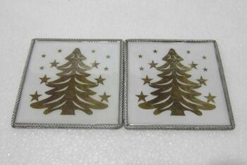 Sous-verre s/2 sapin de noel blanc