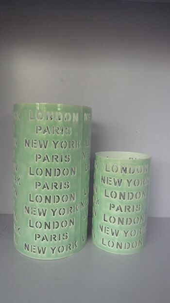 Iron London Lantern s/2 Marbre Vert