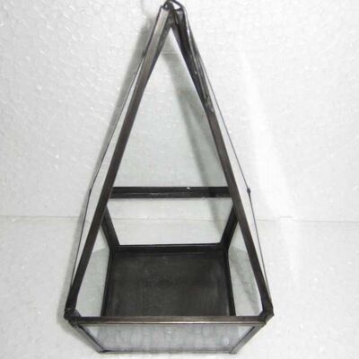 Laterne Pyramide klein grau klar