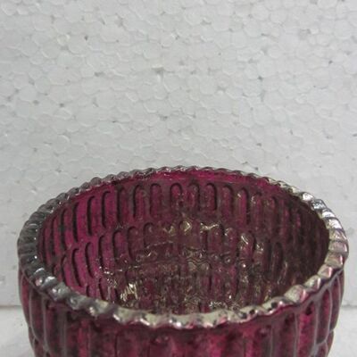 T-light Glas Oval Line Fuchsia