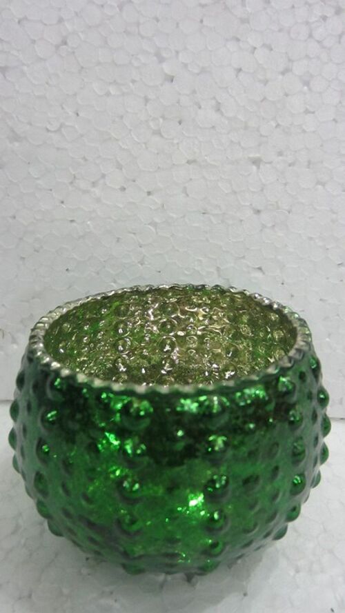 T-light Glas rund nop grün