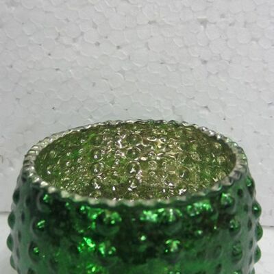 T-light Glas rund nop grün