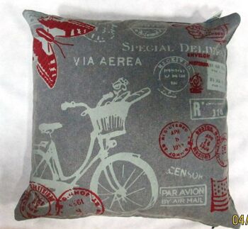 Coussin 45x45 vélo gris