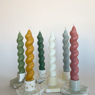 Dinner Candle Spiral - Earth Tone