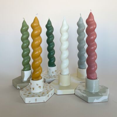 Dinner Candle Spiral - Earth Tone