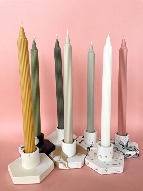 Dinner Candle Striped - Earth Tone