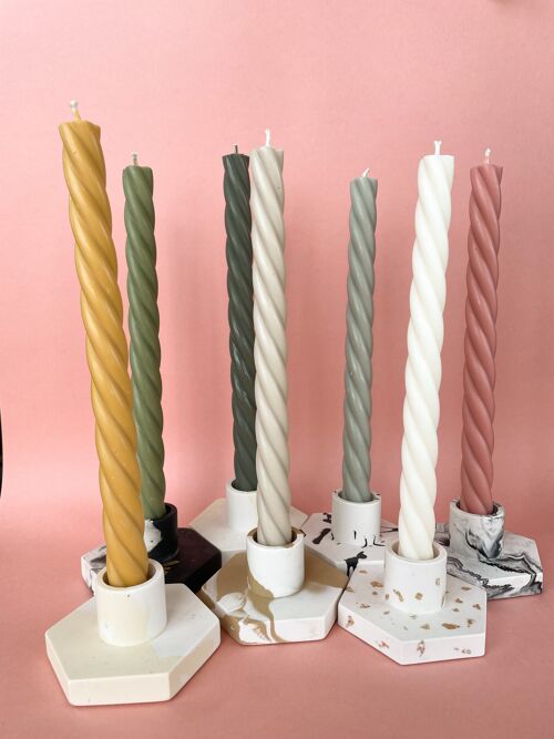 Dinner Candles Twisted - Earth Tone
