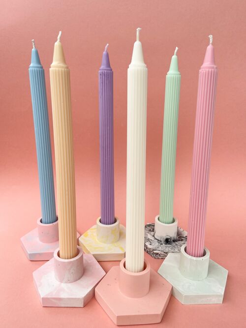 Dinner Candles Striped - Pastel