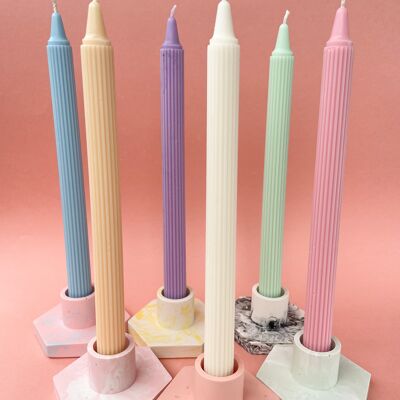 Dinner Candles Striped - Pastel