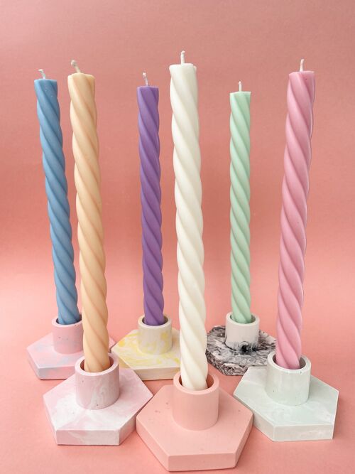Dinner Candles Twisted - Pastel