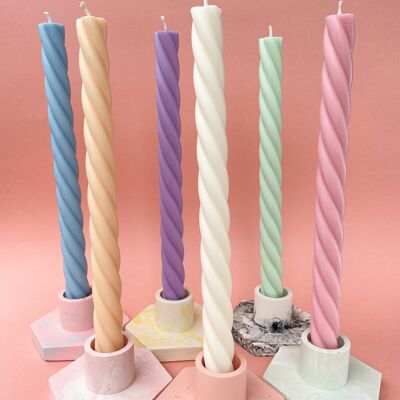 Dinner Candles Twisted - Pastel