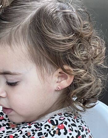 Boucles d'oreilles fleur rose/collection enfant 2