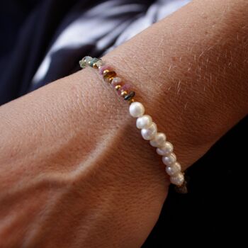 Bracelet duo perles de culture et pierres naturelles 8