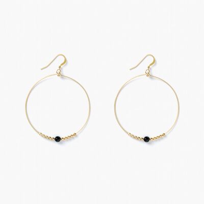 Black Onyx Large Beaded Loop Earrings