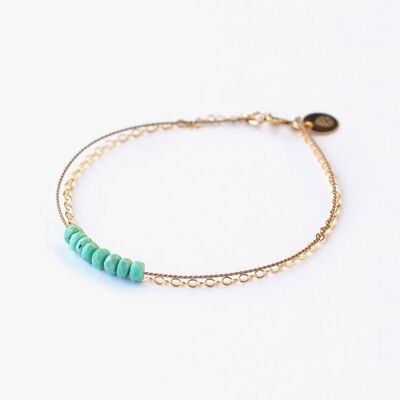 Turquoise Gold and Silk Bracelet