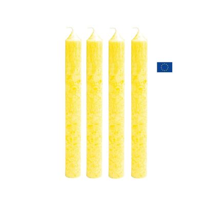 Box of 4 light yellow organic stearin candles