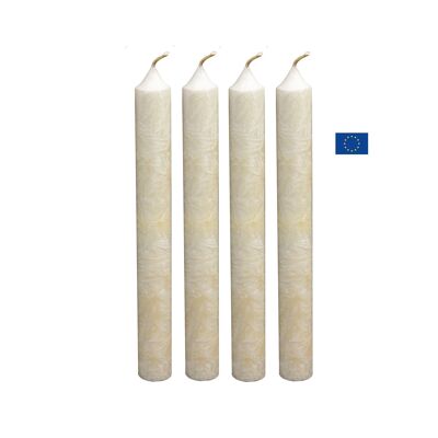 Box of 4 ivory organic stearin candles