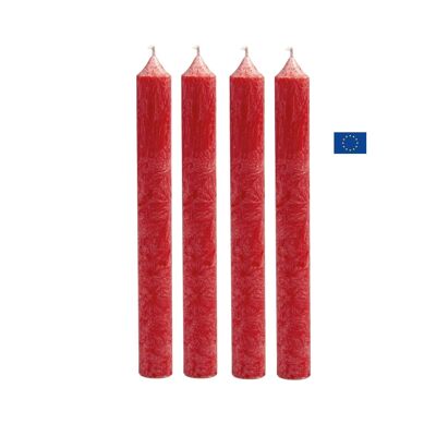 Box of 4 red organic stearin candles