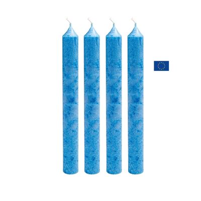 Box of 4 sky blue organic stearin candles