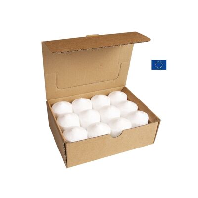 Schachtel mit 24 Teelicht-/Nachtlichtkerzen aus Bio-Stearin.