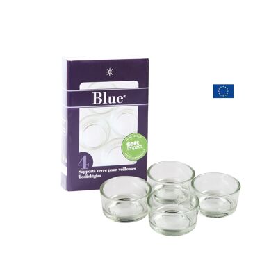 Boîte de 4 supports bougie en verre recyclé