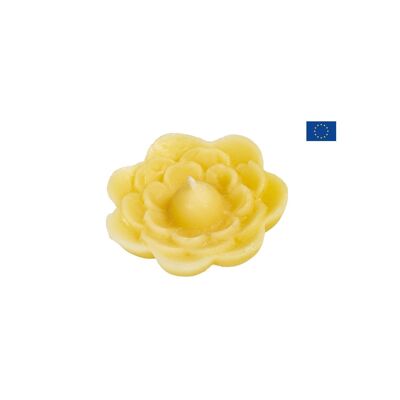 100% beeswax candle in the shape of a flower