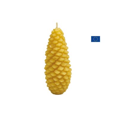 100% beeswax candle in the shape of a pine cone
