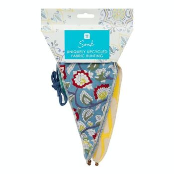 Guirlande en tissu recyclé bleu et jaune - 3 m 4