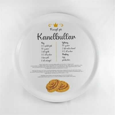 Mellow Design tray 31 cm round Kanelbullar Bricka cinnamon rolls white
