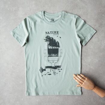 Tee shirt mixte pour homme et femme vert d'eau NATURE PEINTURE en coton bio 3