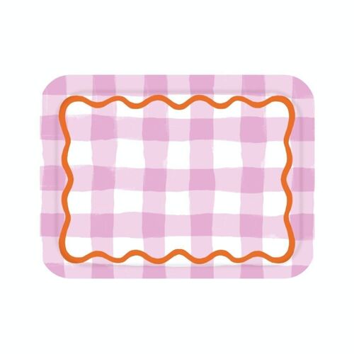 Gingham Purple Wooden Decorative Tray