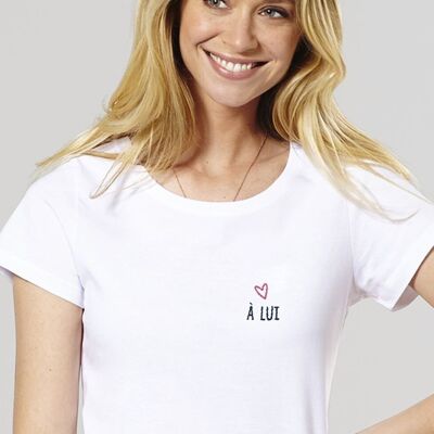 Damen T-Shirt To him (bestickt) - Valentinstag