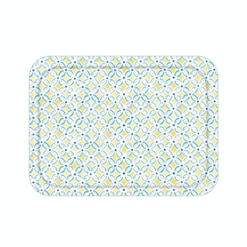 Geometric Yellow Wooden Serving Tray