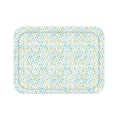Geometric Yellow Wooden Serving Tray