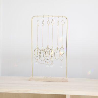 Wooden and brass display for Suncatchers + Rayonne® logo