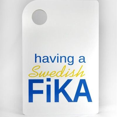 Mellow Design Schneidebrett Swedish Fika ca. 30x20 cm Skärbräda Aufdruck having a Swedish Fika