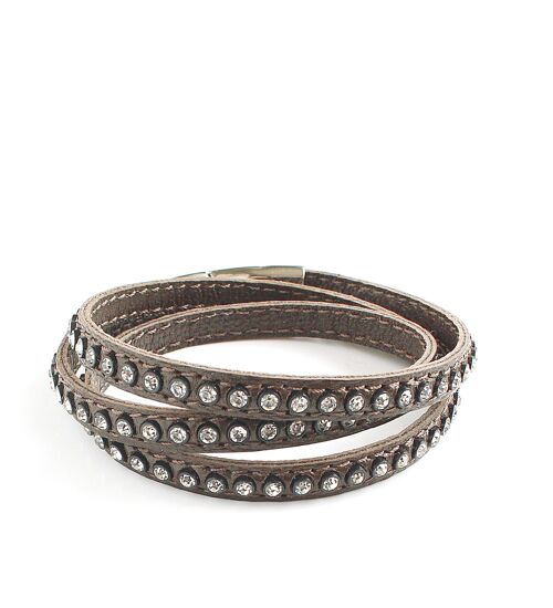 Taupe crystal leather bracelet