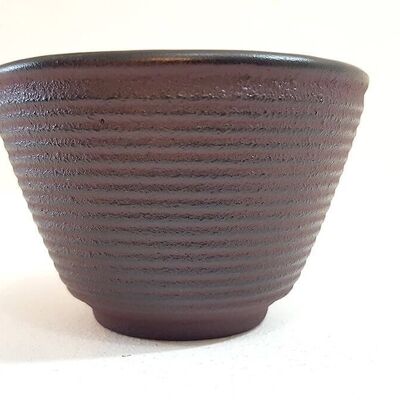 Burgundy enameled cast iron mug