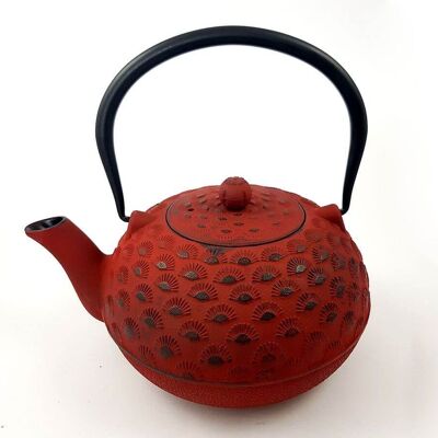 Yuyaké-Teekanne aus rotem Gusseisen