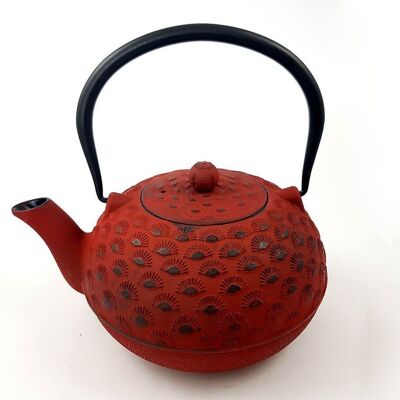 Yuyaké-Teekanne aus rotem Gusseisen