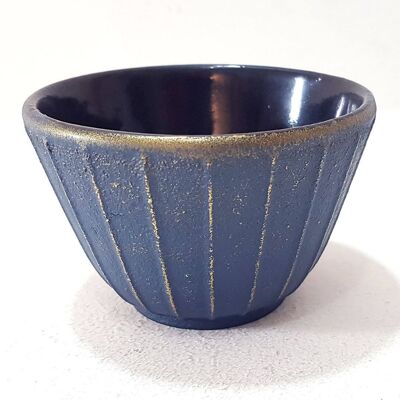 Blue enameled cast iron mug