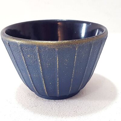Blue enameled cast iron mug