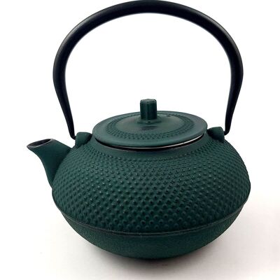 Midori dark green cast iron teapot