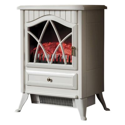 Electric Stove Heater with Flame Effect - Cream White