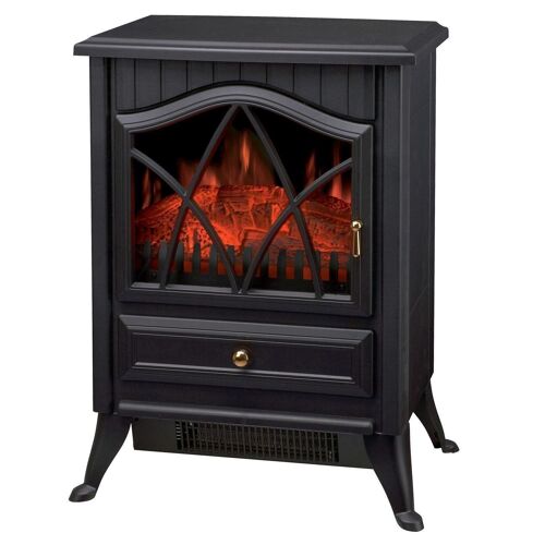 Electric Stove Heater with Flame Effect - Black