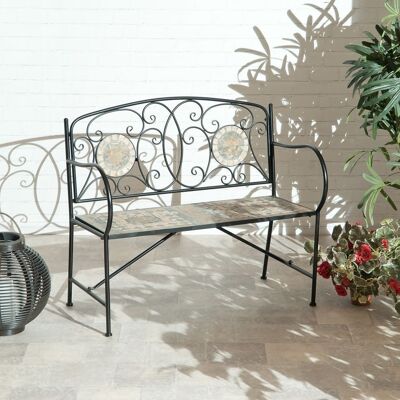 Turin Mosaic Wrought Iron 2 seater Bench