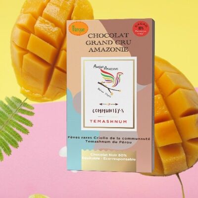 Chocolate negro Grand Cru crudo AMAZONIA 80% Mango