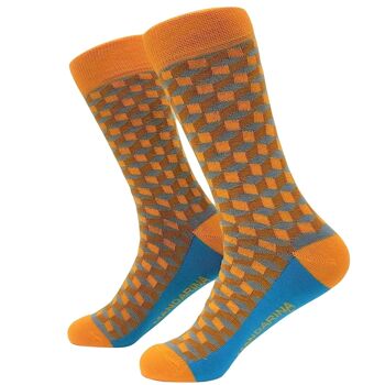 Chaussettes Carrées 3D Jaunes - Chaussettes Tangerine