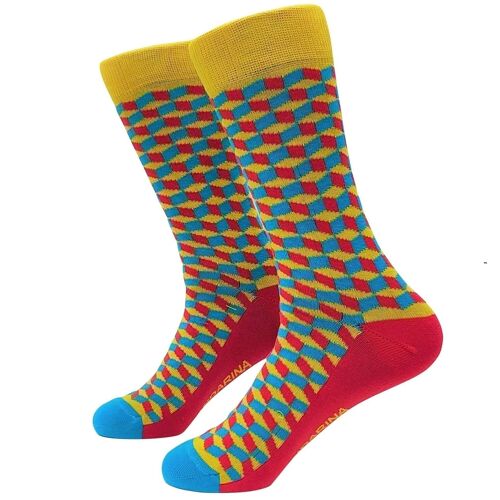 Square 3D Red Socks - Mandarina Socks